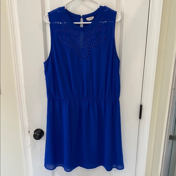 Maison Jules Dresses & Skirts - Blue Sleeveless Dress with Cutout Design
